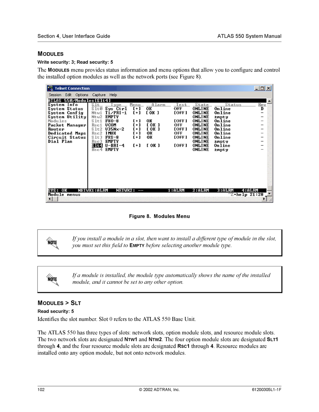 ADTRAN 1200305L1 system manual Modules 