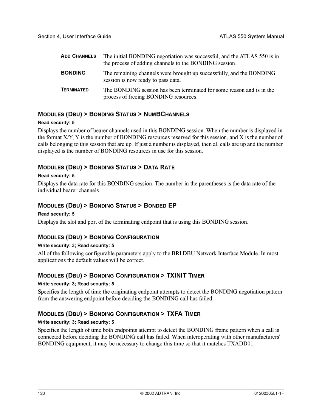 ADTRAN 1200305L1 system manual Bonding 