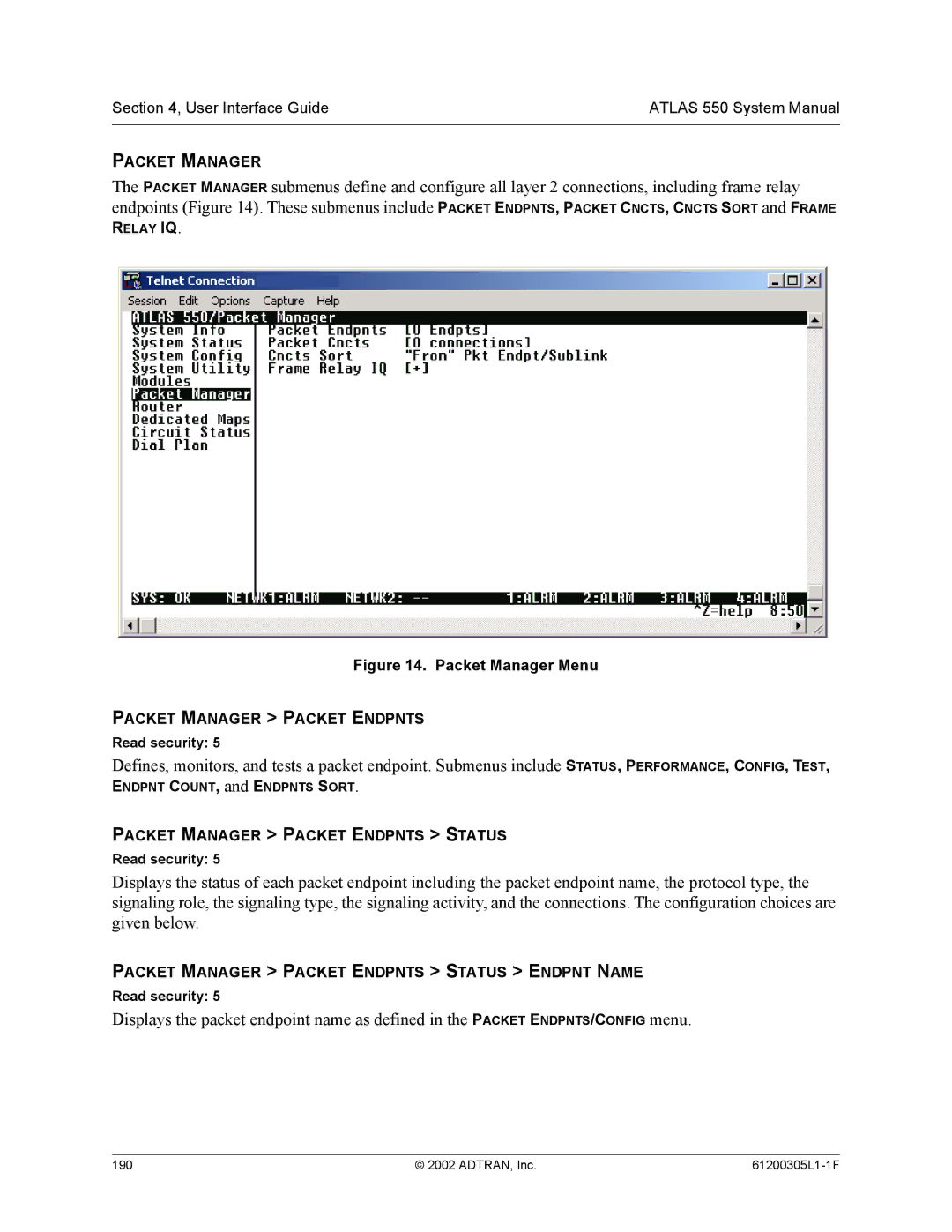 ADTRAN 1200305L1 system manual Packet Manager 