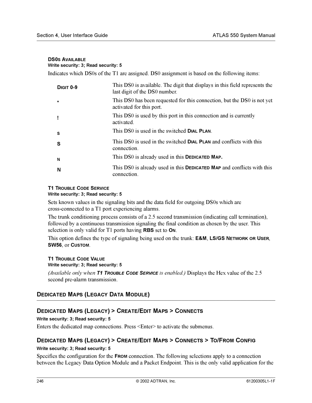 ADTRAN 1200305L1 system manual DS0S Available 