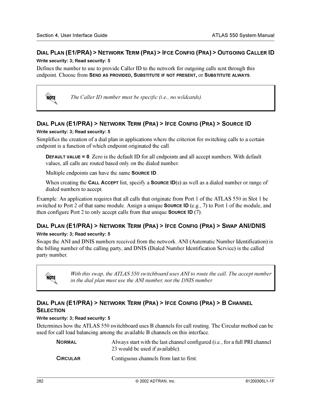 ADTRAN 1200305L1 system manual Dial Plan E1/PRA Network Term PRA Ifce Config PRA Source ID 