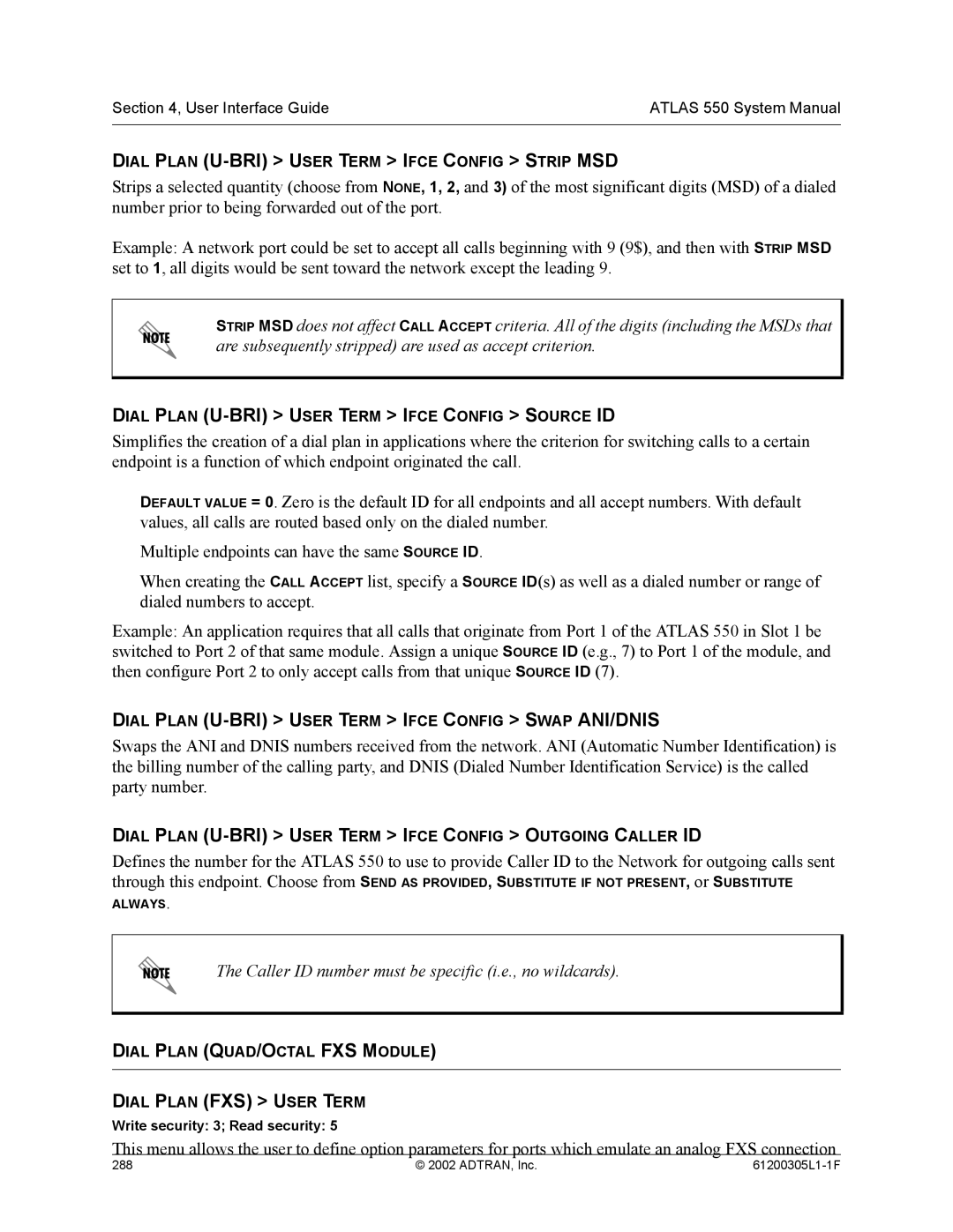 ADTRAN 1200305L1 system manual Dial Plan U-BRI User Term Ifce Config Strip MSD 