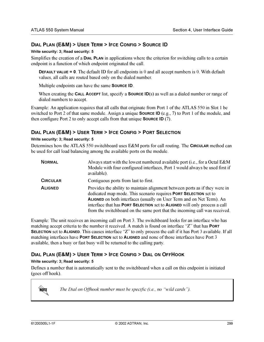 ADTRAN 1200305L1 system manual Dial Plan E&M User Term Ifce Config Source ID 