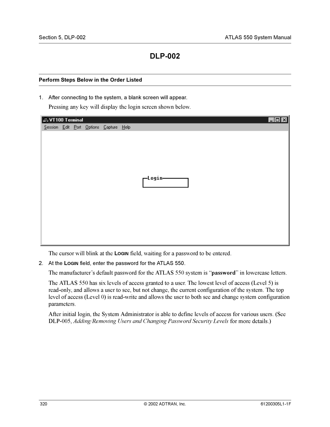 ADTRAN 1200305L1 system manual DLP-002 