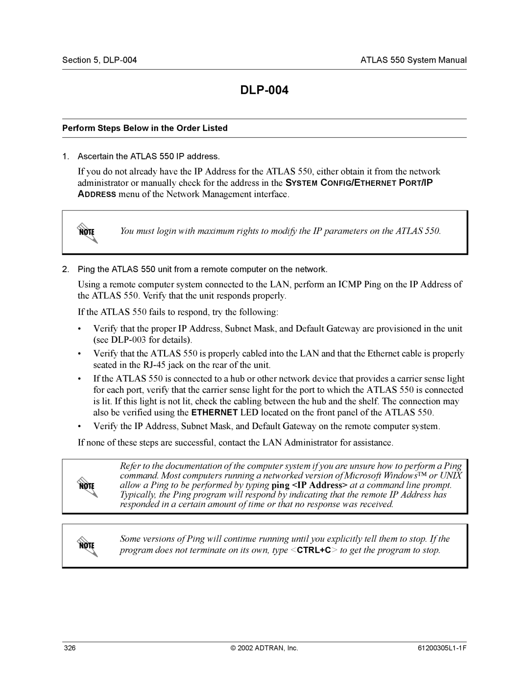 ADTRAN 1200305L1 system manual DLP-004 