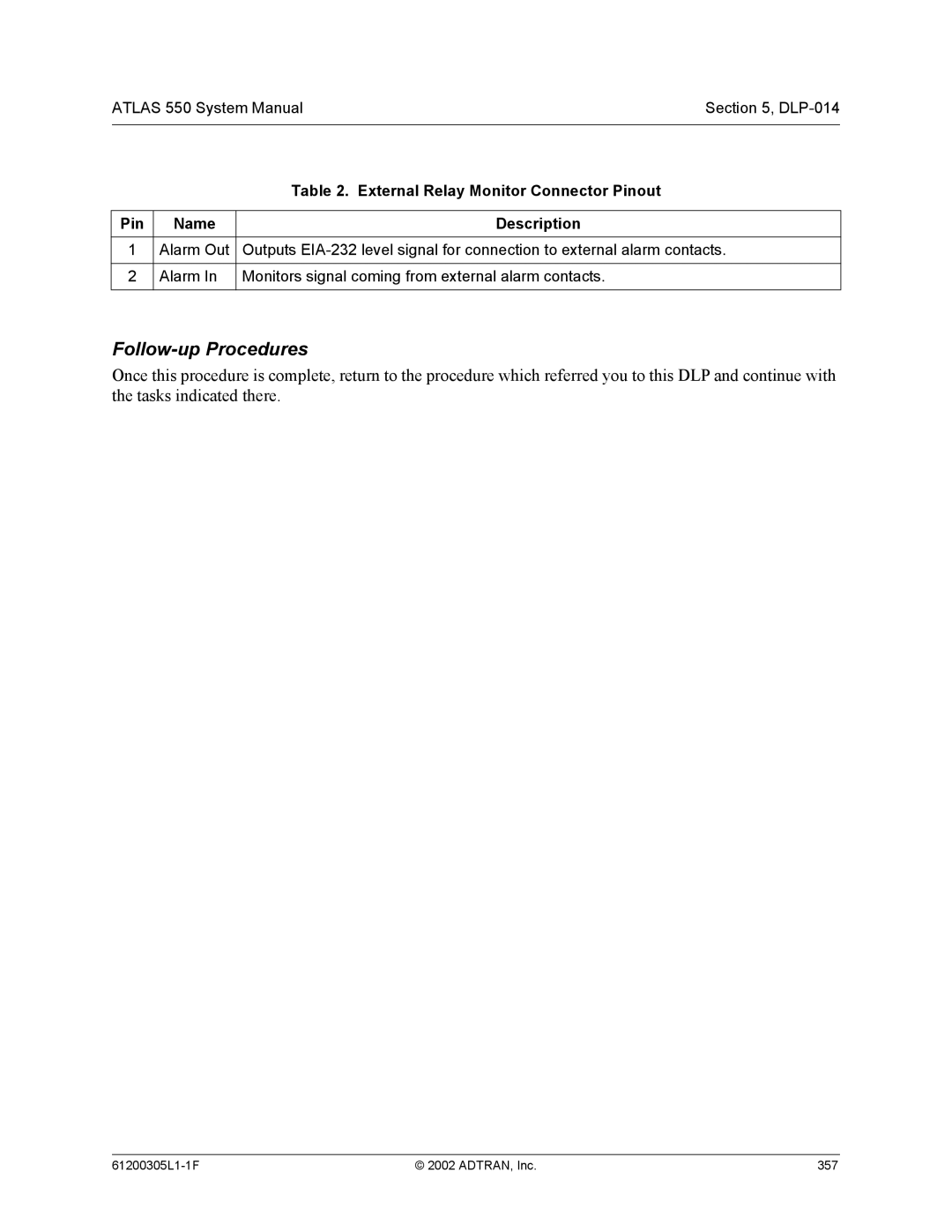 ADTRAN 1200305L1 system manual Atlas 550 System Manual DLP-014 