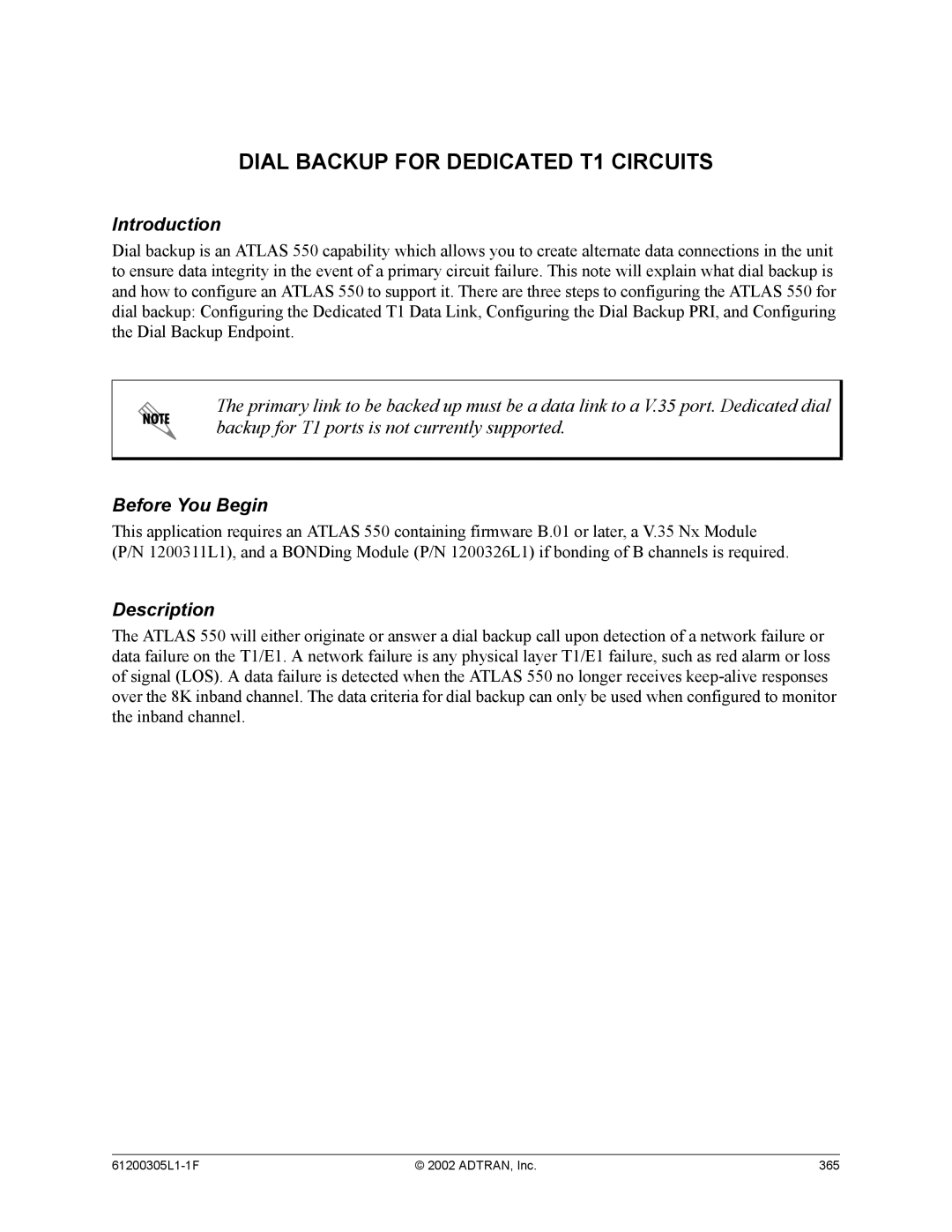 ADTRAN 1200305L1 system manual Dial Backup for Dedicated T1 Circuits, Before You Begin 