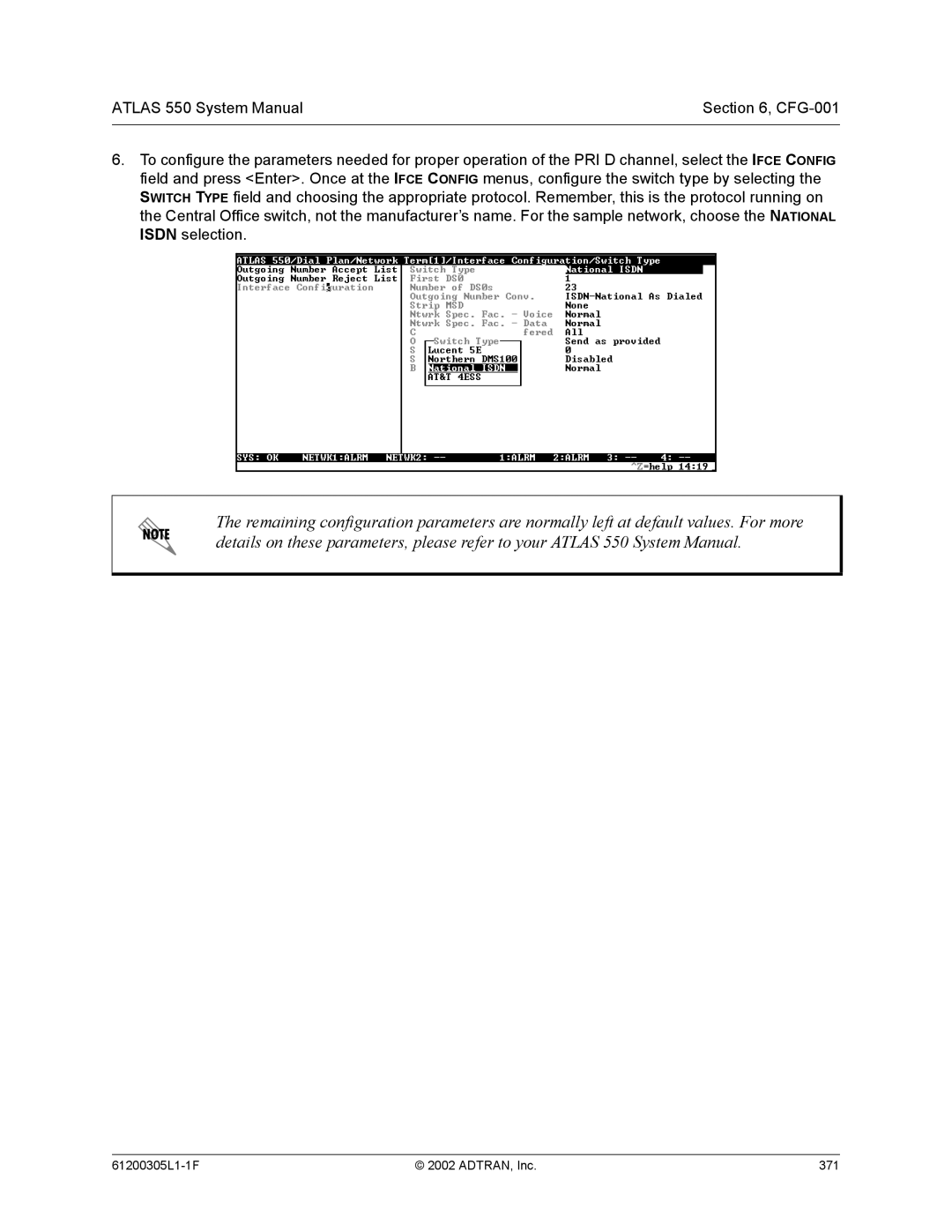 ADTRAN system manual 61200305L1-1F ADTRAN, Inc 371 