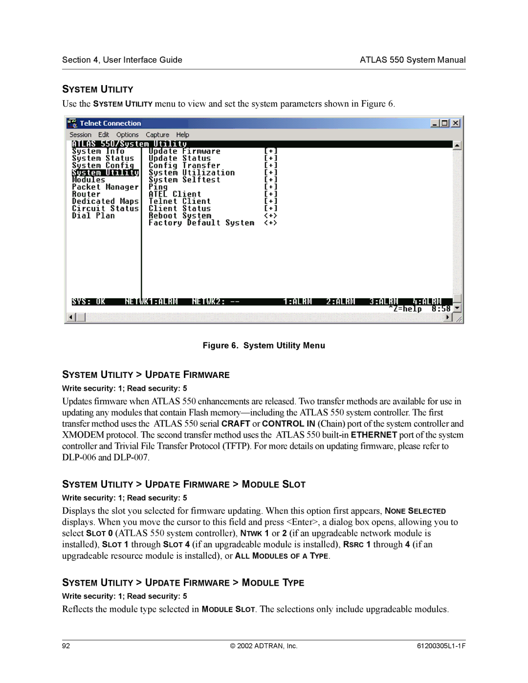 ADTRAN 1200305L1 system manual System Utility 