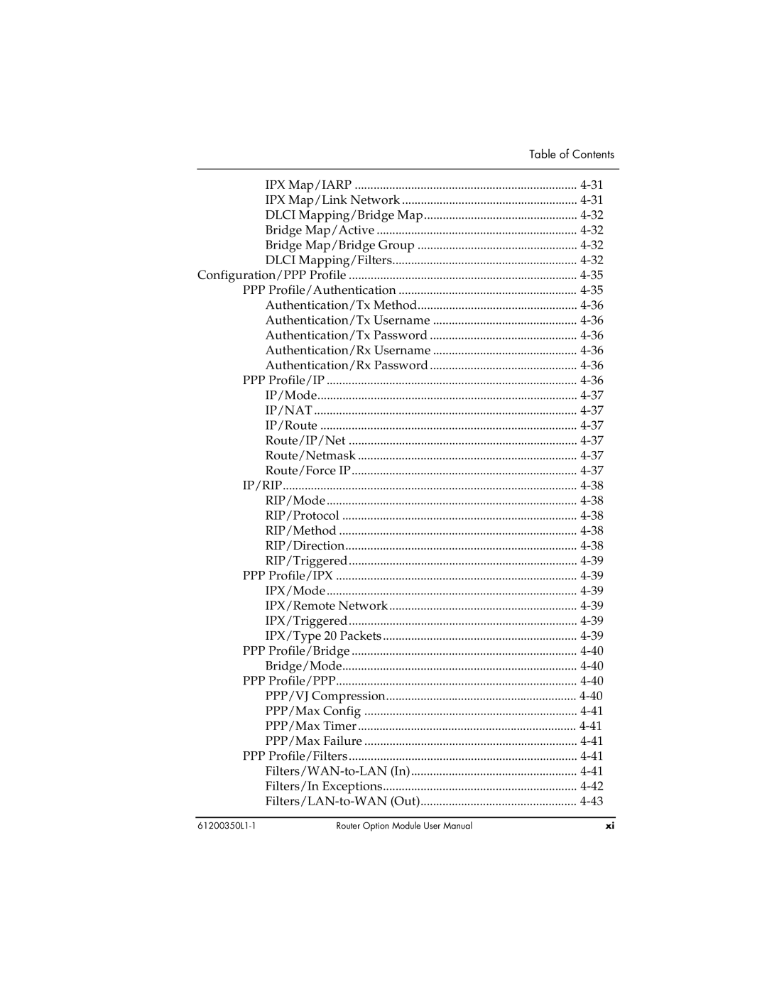 ADTRAN 1200350L1 user manual IP/Route Route/IP/Net Route/Netmask Route/Force IP 