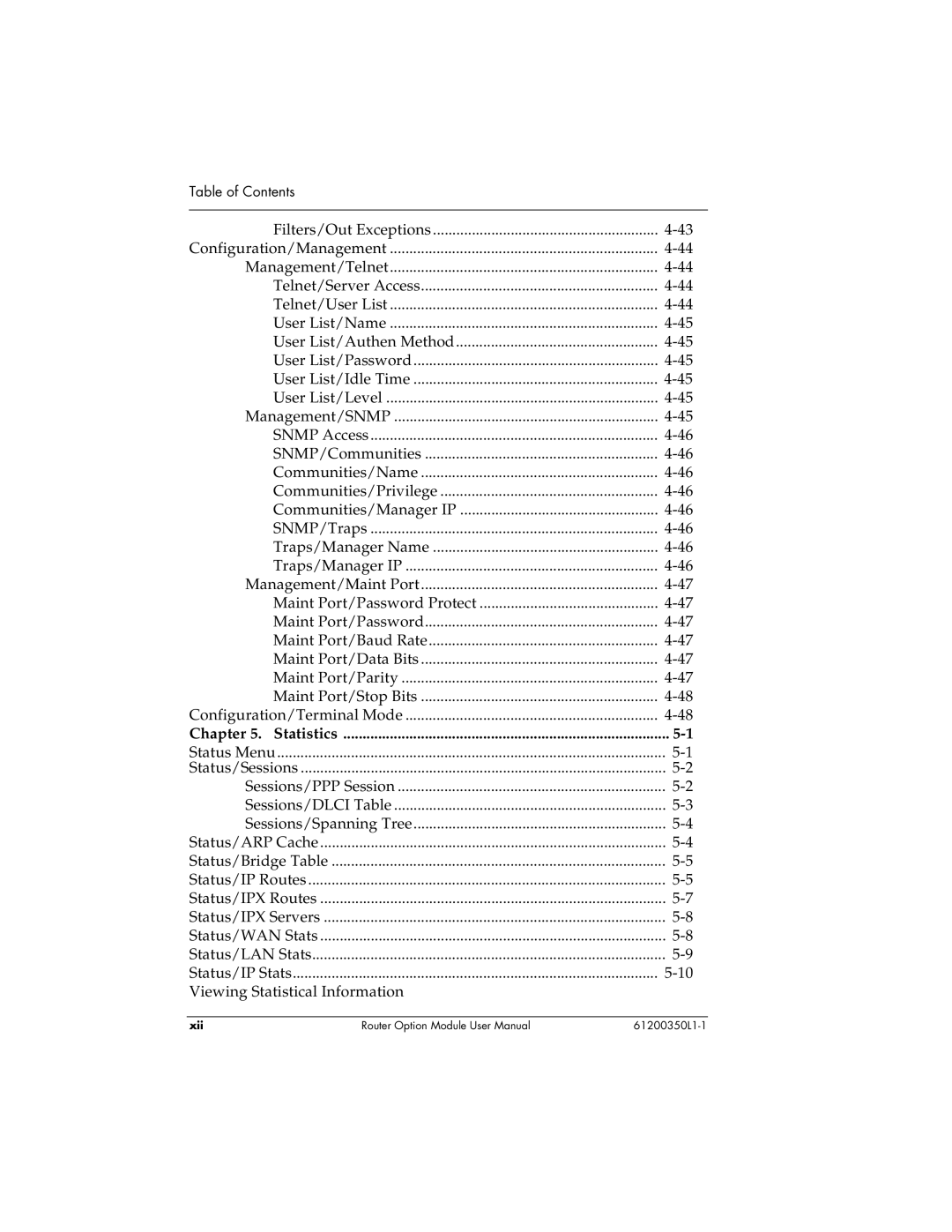 ADTRAN 1200350L1 user manual Statistics 