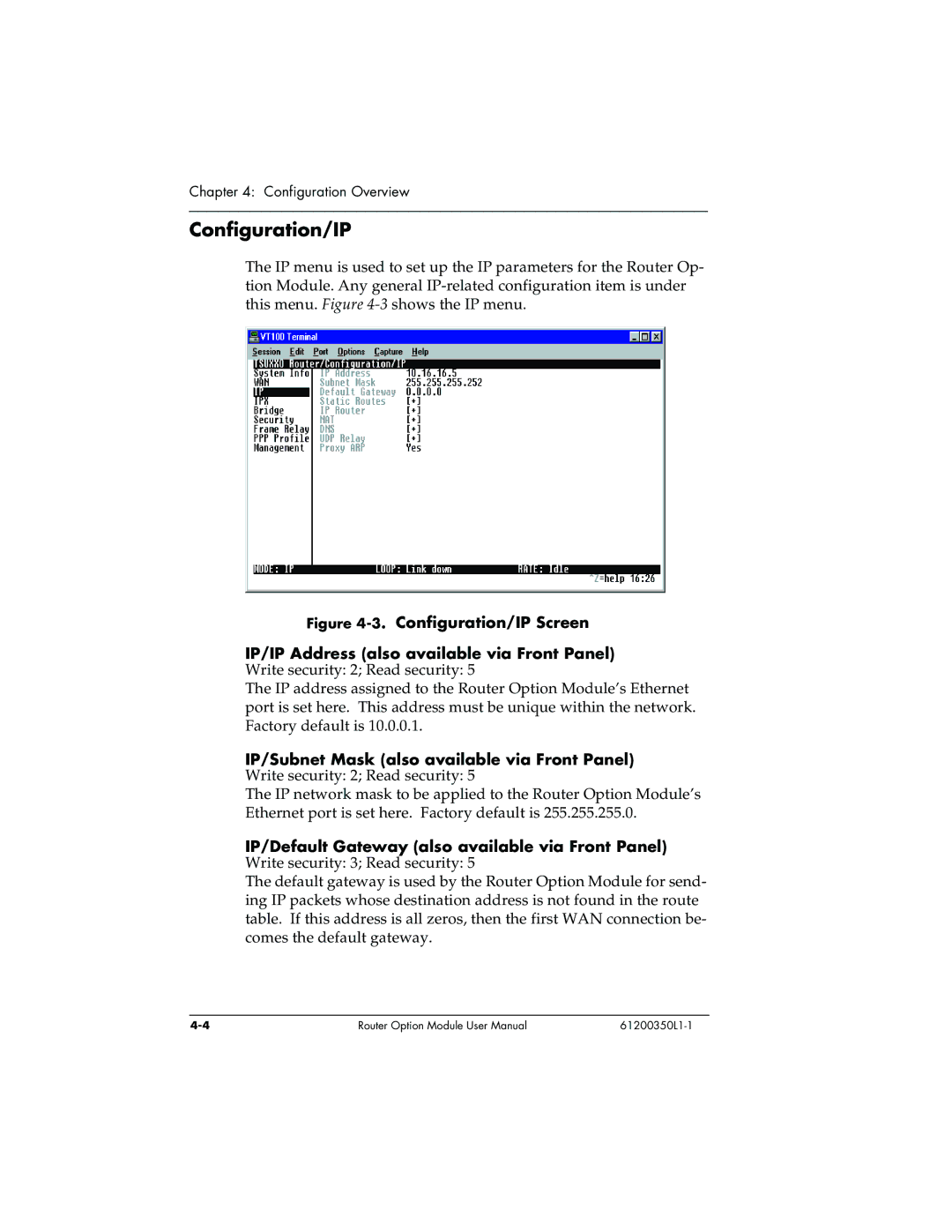 ADTRAN 1200350L1 user manual Configuration/IP 