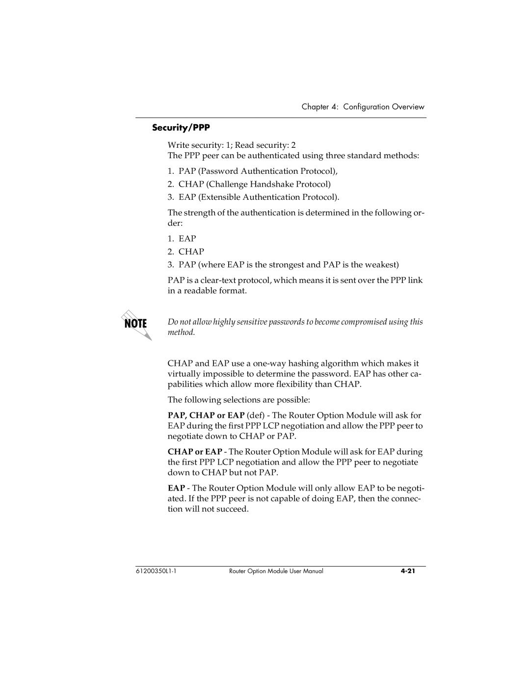 ADTRAN 1200350L1 user manual Security/PPP, Chap 