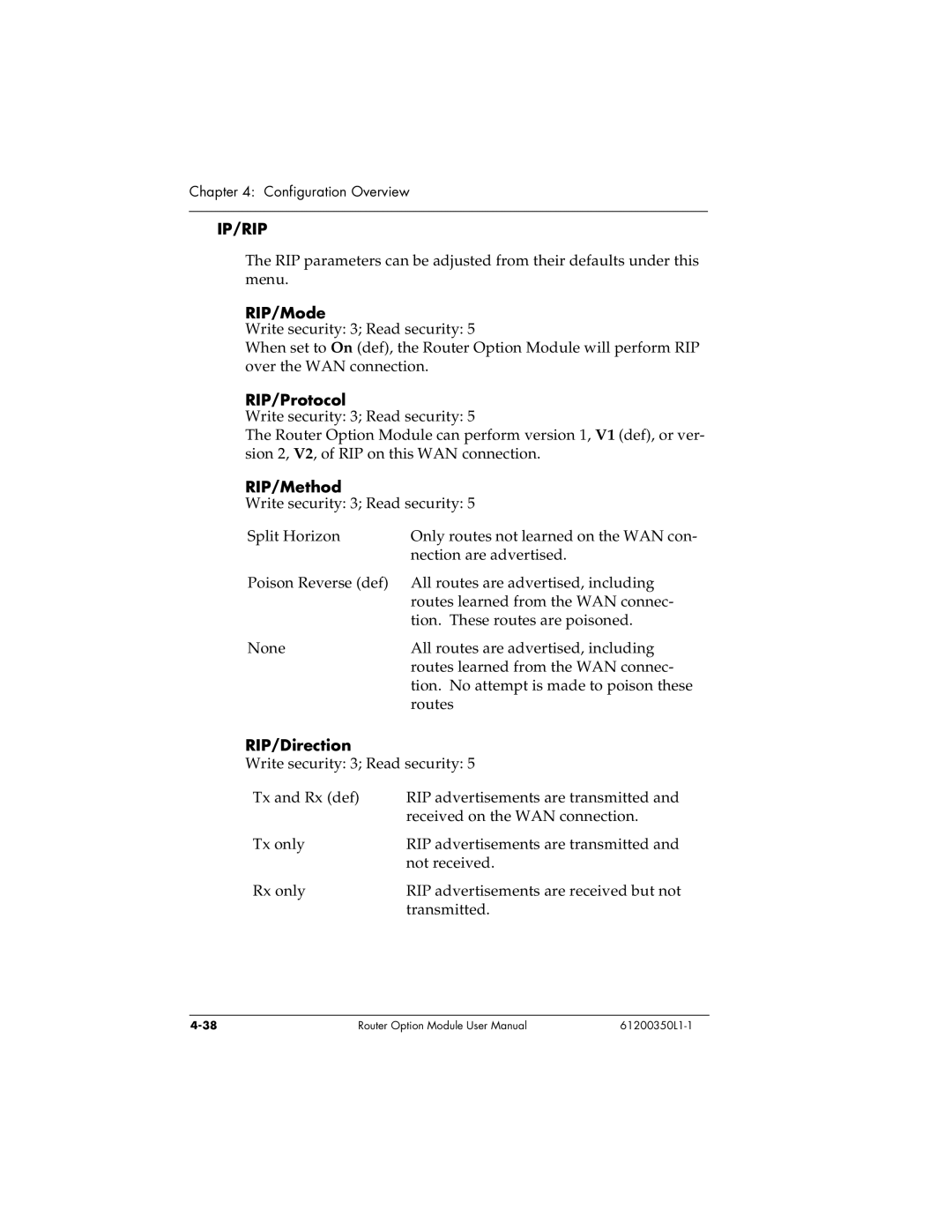 ADTRAN 1200350L1 user manual Ip/Rip 