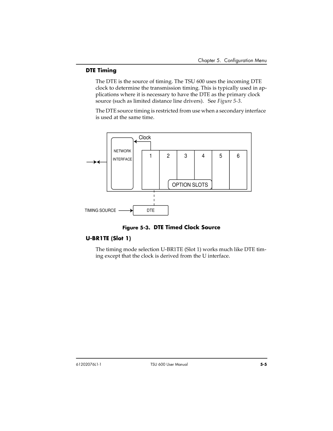 ADTRAN 1202076L2#DC, 1202076L1#DC user manual DTE Timing, DTE Timed Clock Source BR1TE Slot 