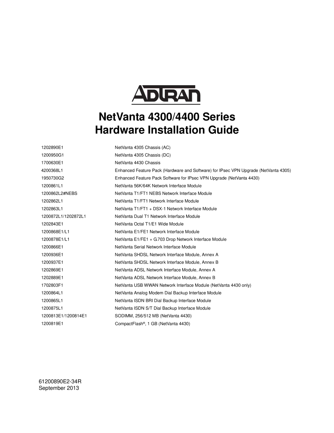 ADTRAN 1202890E1 manual NetVanta 4300/4400 Series 