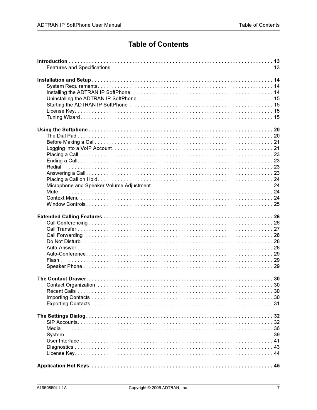 ADTRAN 1950859L1 user manual Table of Contents 