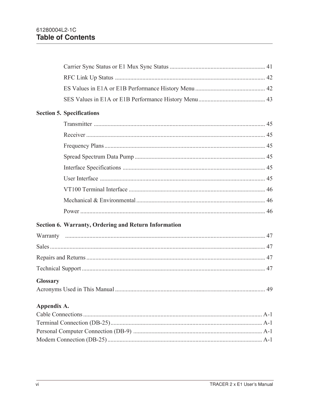 ADTRAN 2 x E1 user manual Specifications, Warranty, Ordering and Return Information, Glossary, Appendix a 