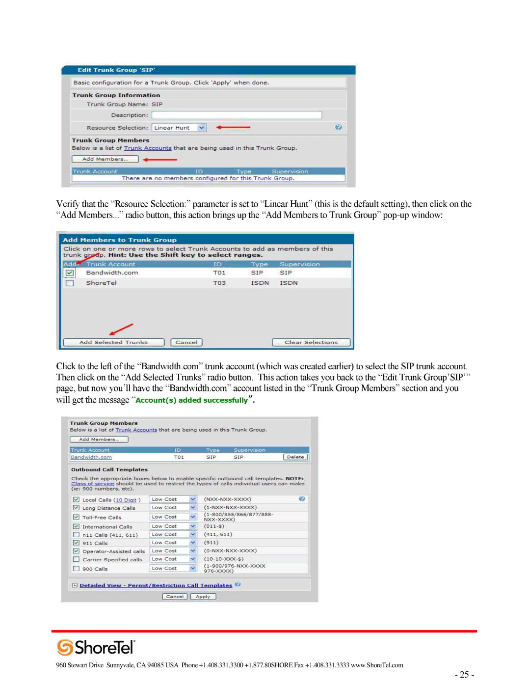 ADTRAN 220T1 manual Will get the message Accounts added successfully 