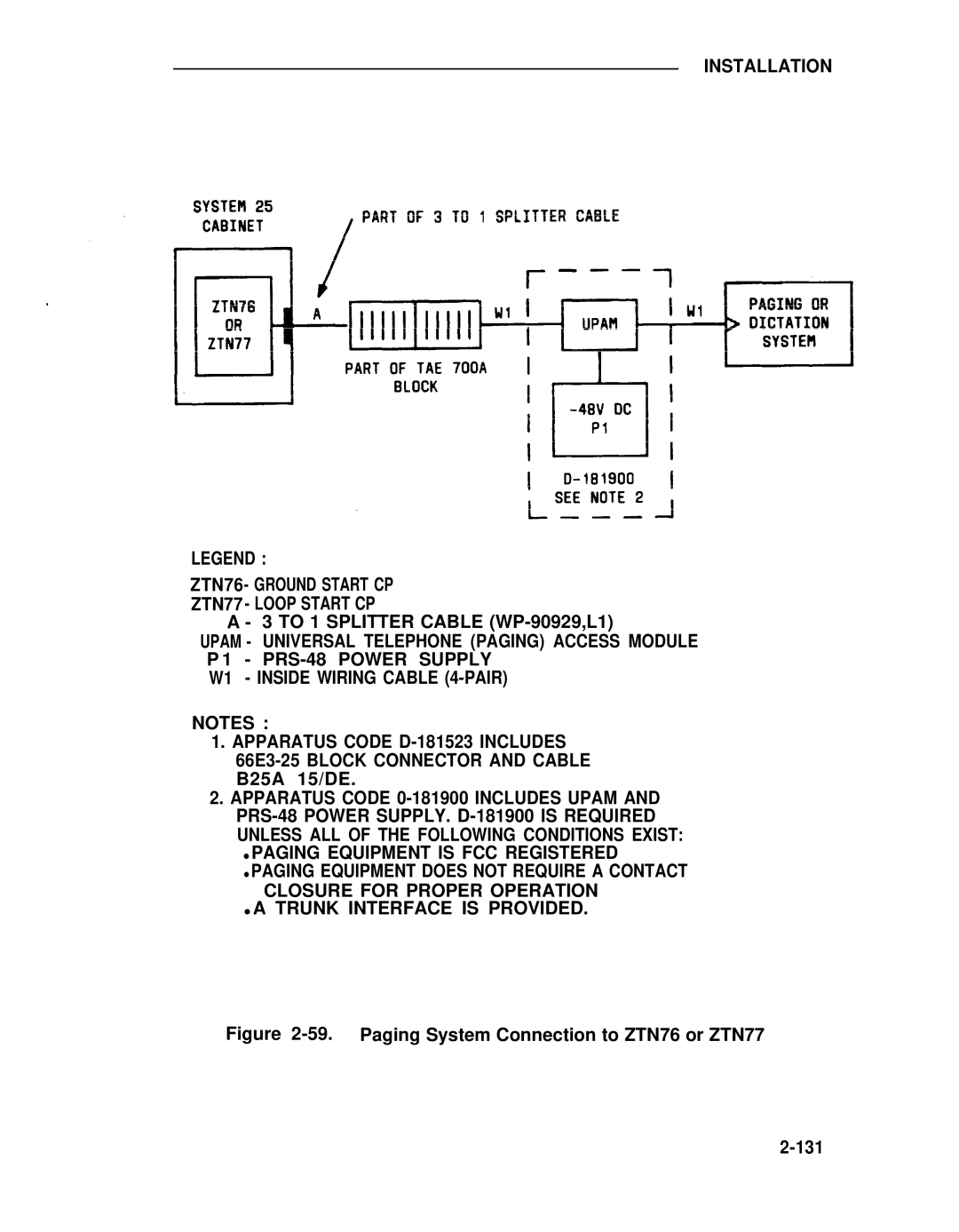 ADTRAN 25 manual Paging System Connection to ZTN76 or ZTN77 131 