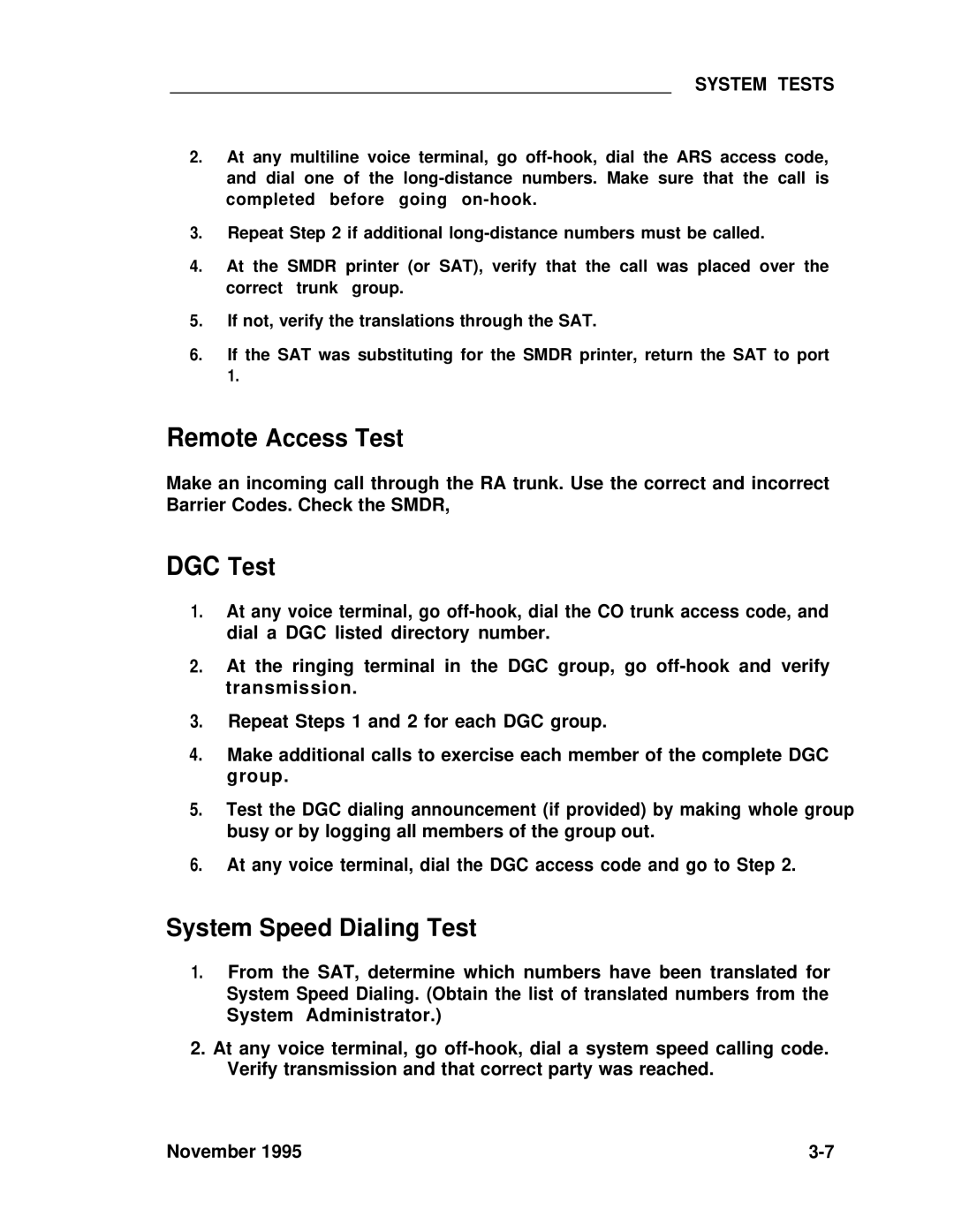 ADTRAN 25 manual DGC Test 