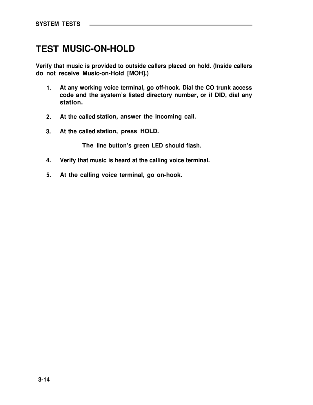 ADTRAN 25 manual Test MUSIC-ON-HOLD 