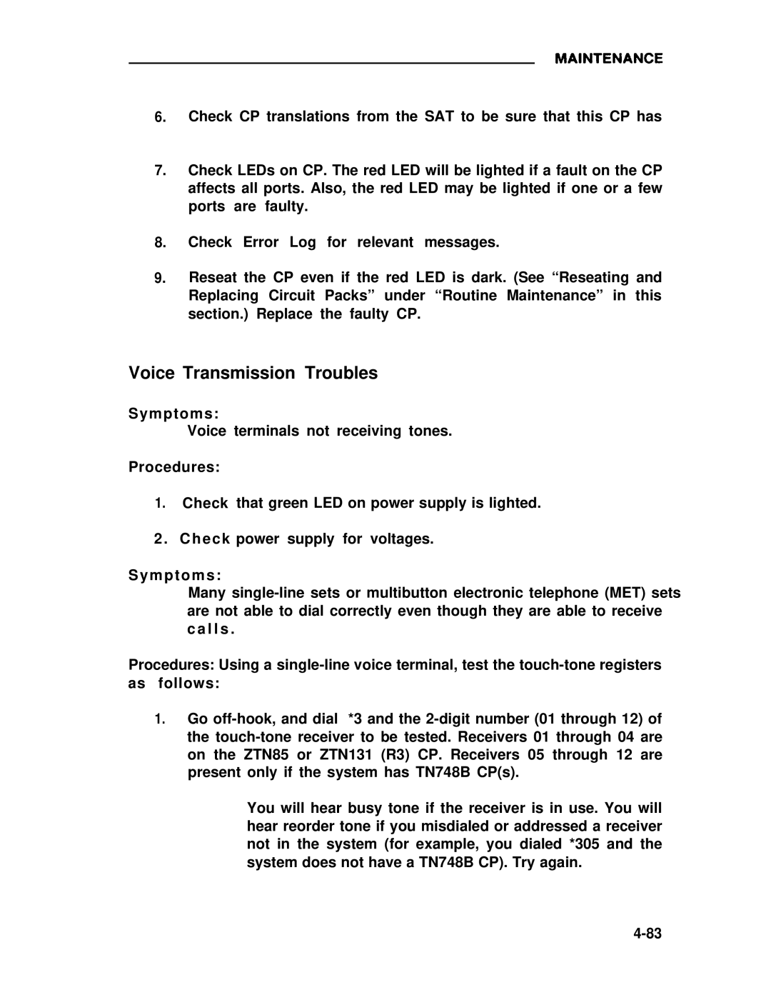 ADTRAN 25 manual Voice Transmission Troubles 