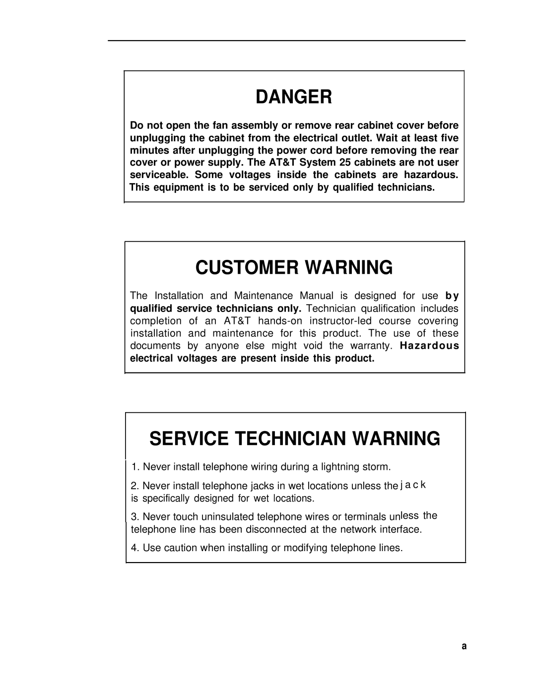 ADTRAN 25 manual Customer Warning 