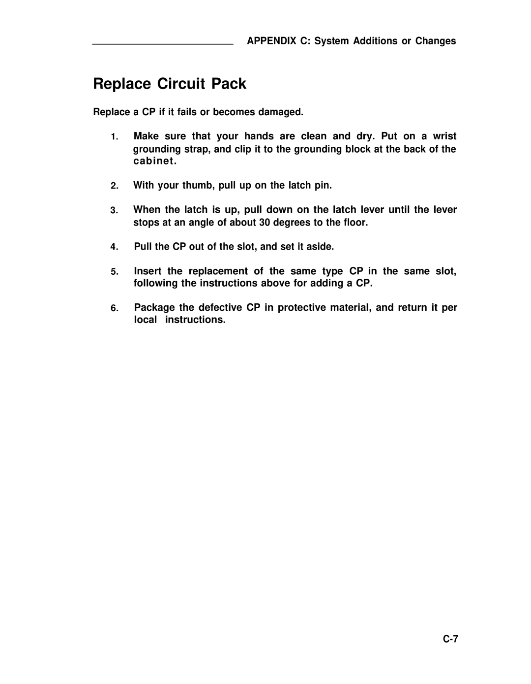 ADTRAN 25 manual Replace Circuit Pack 