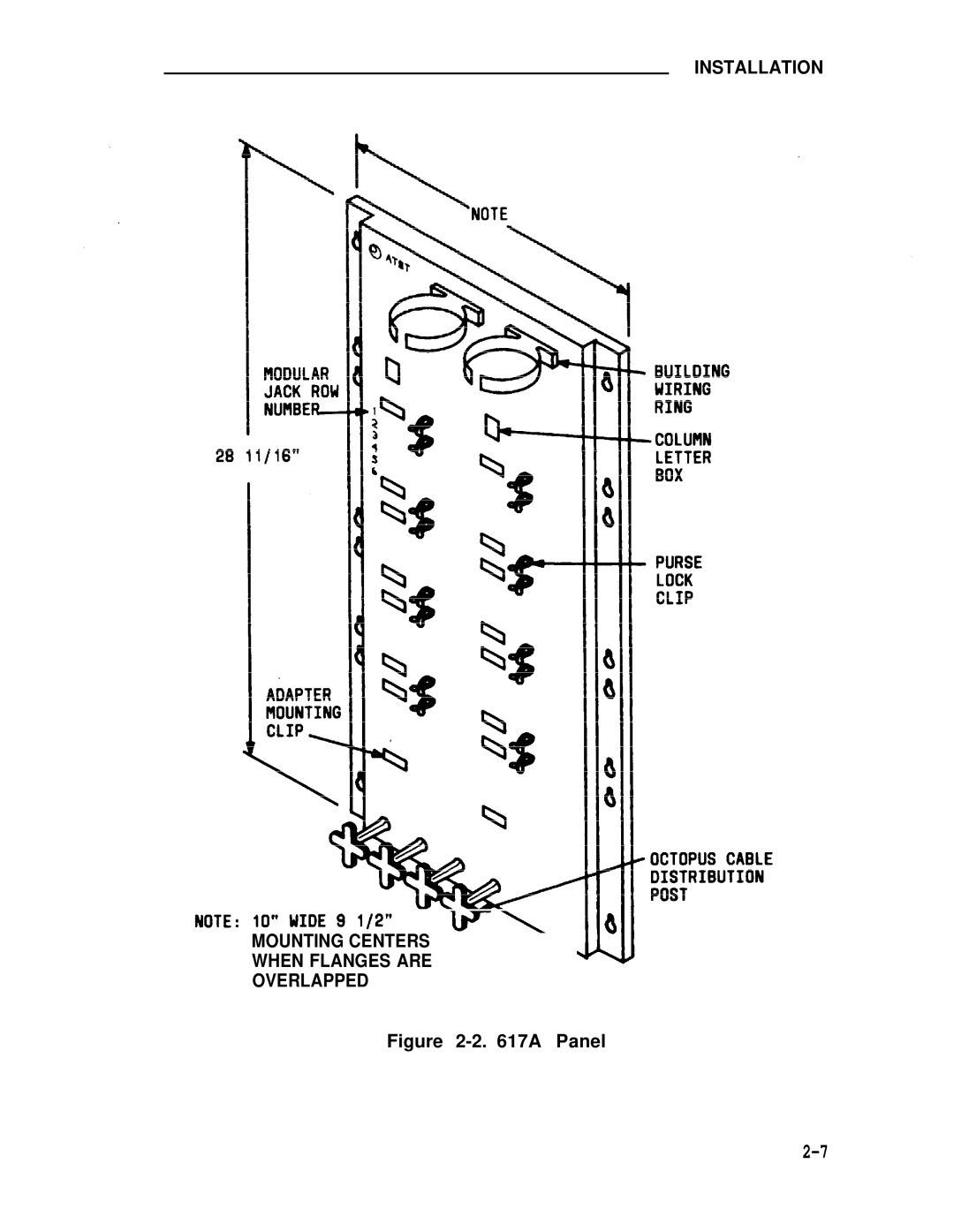 ADTRAN 25 manual Installation Mounting Centers When Flanges are Overlapped, A Panel 