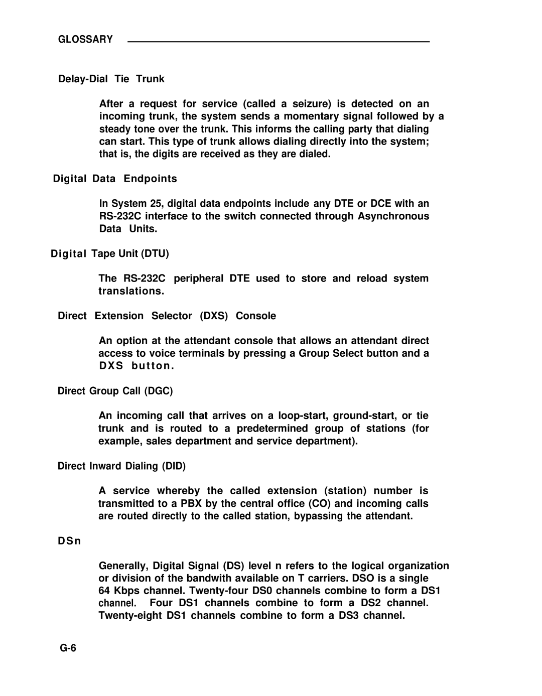 ADTRAN 25 manual Glossary 