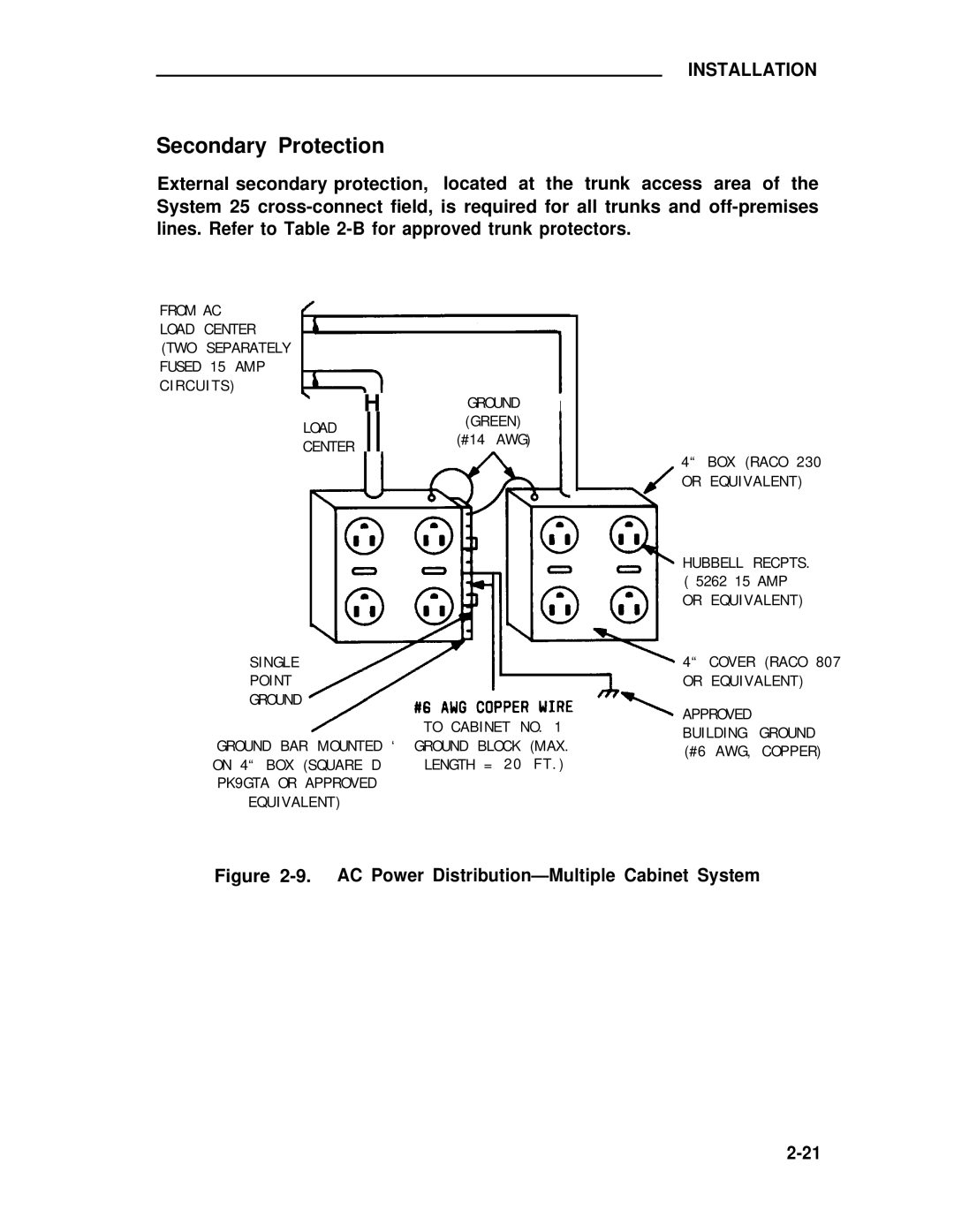 ADTRAN 25 manual Secondary Protection, AC Power Distribution-Multiple Cabinet System 