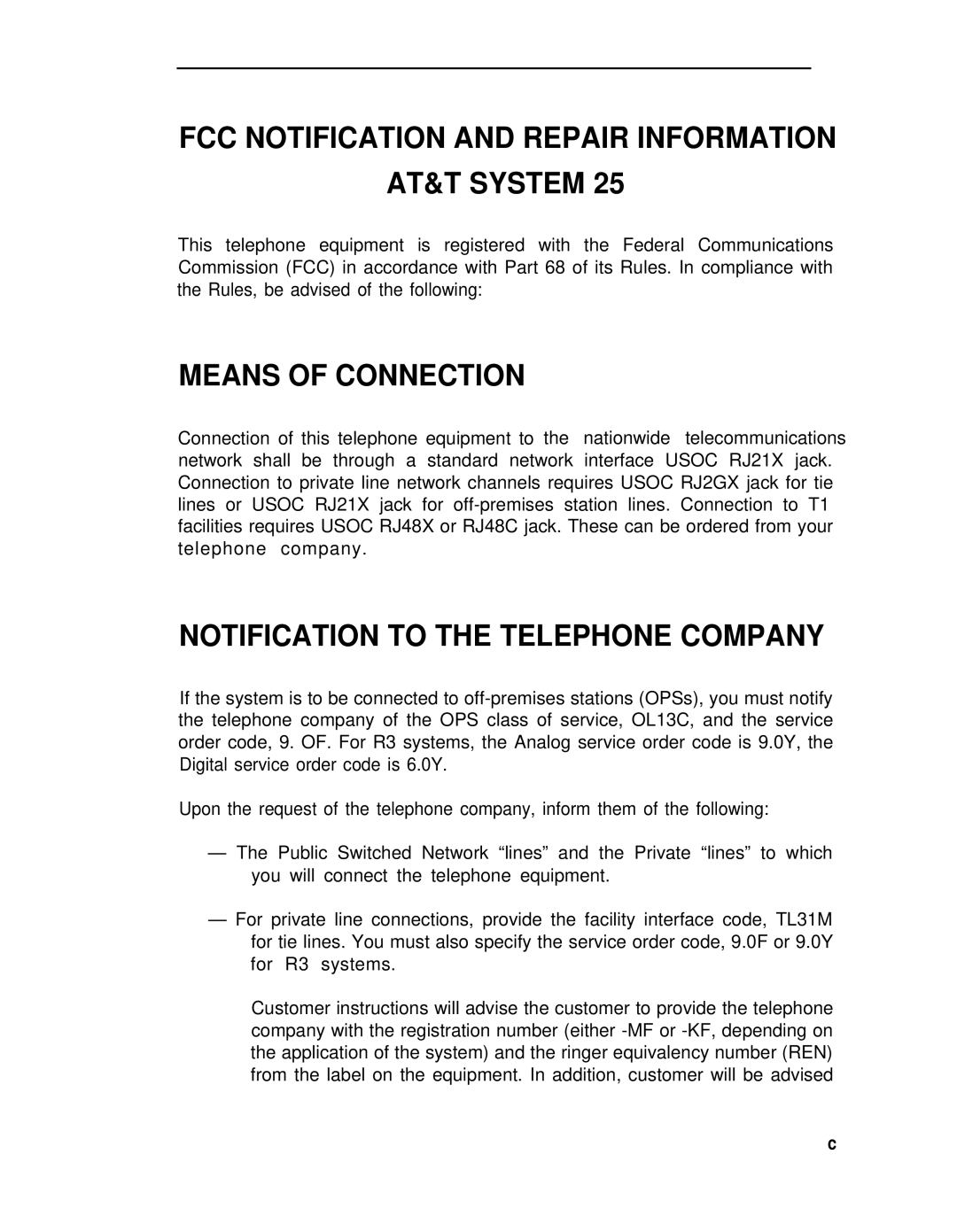 ADTRAN 25 manual FCC Notification and Repair Information AT&T System 