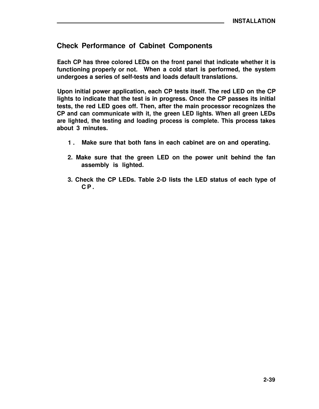 ADTRAN 25 manual Check Performance of Cabinet Components 