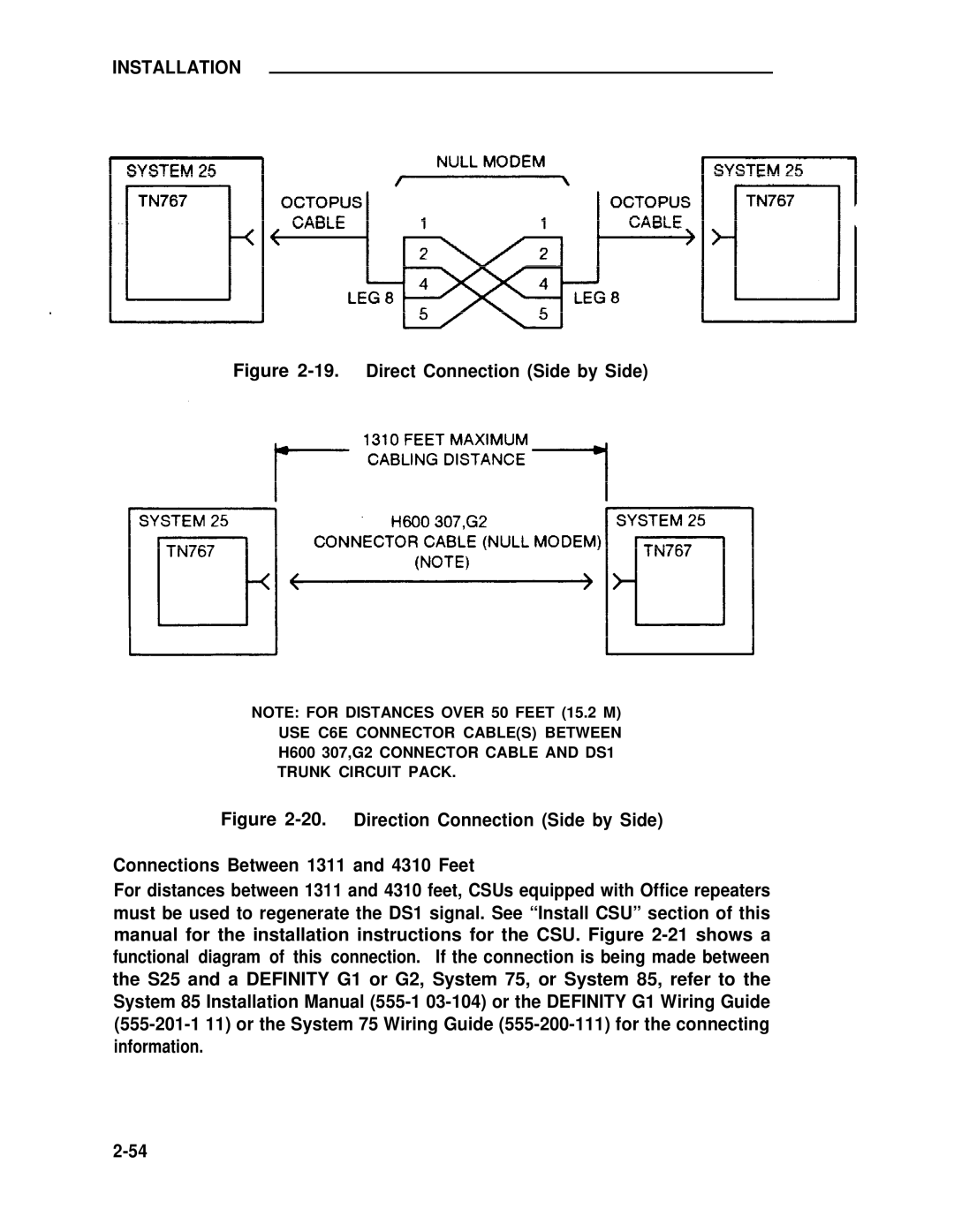 ADTRAN 25 manual Direct Connection Side by Side 