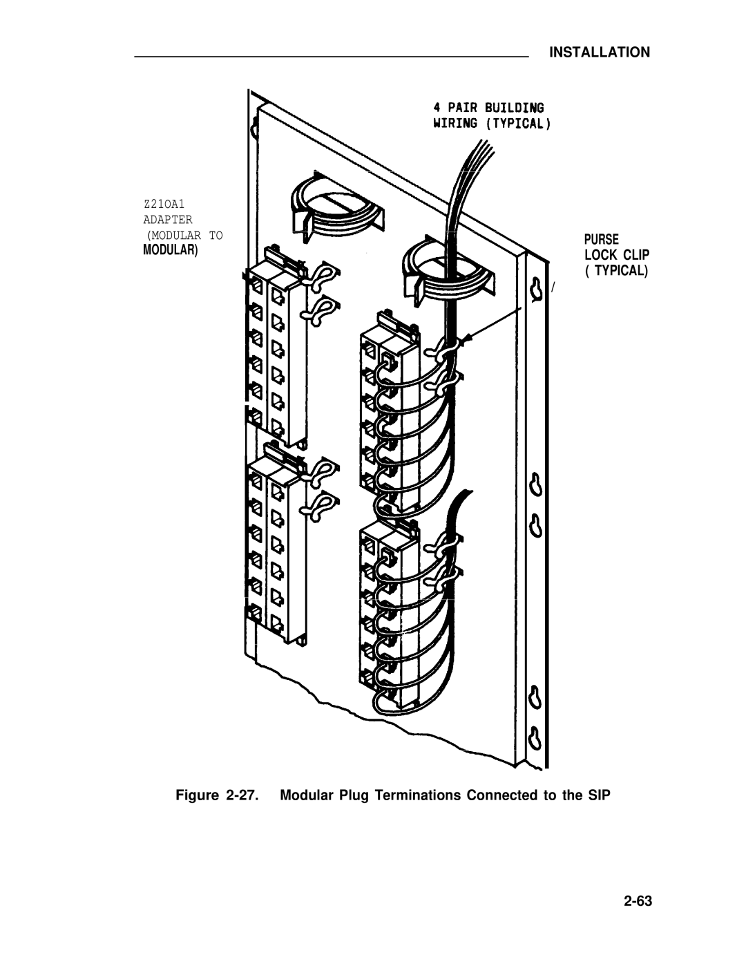 ADTRAN 25 manual Modular Plug Terminations Connected to the SIP 