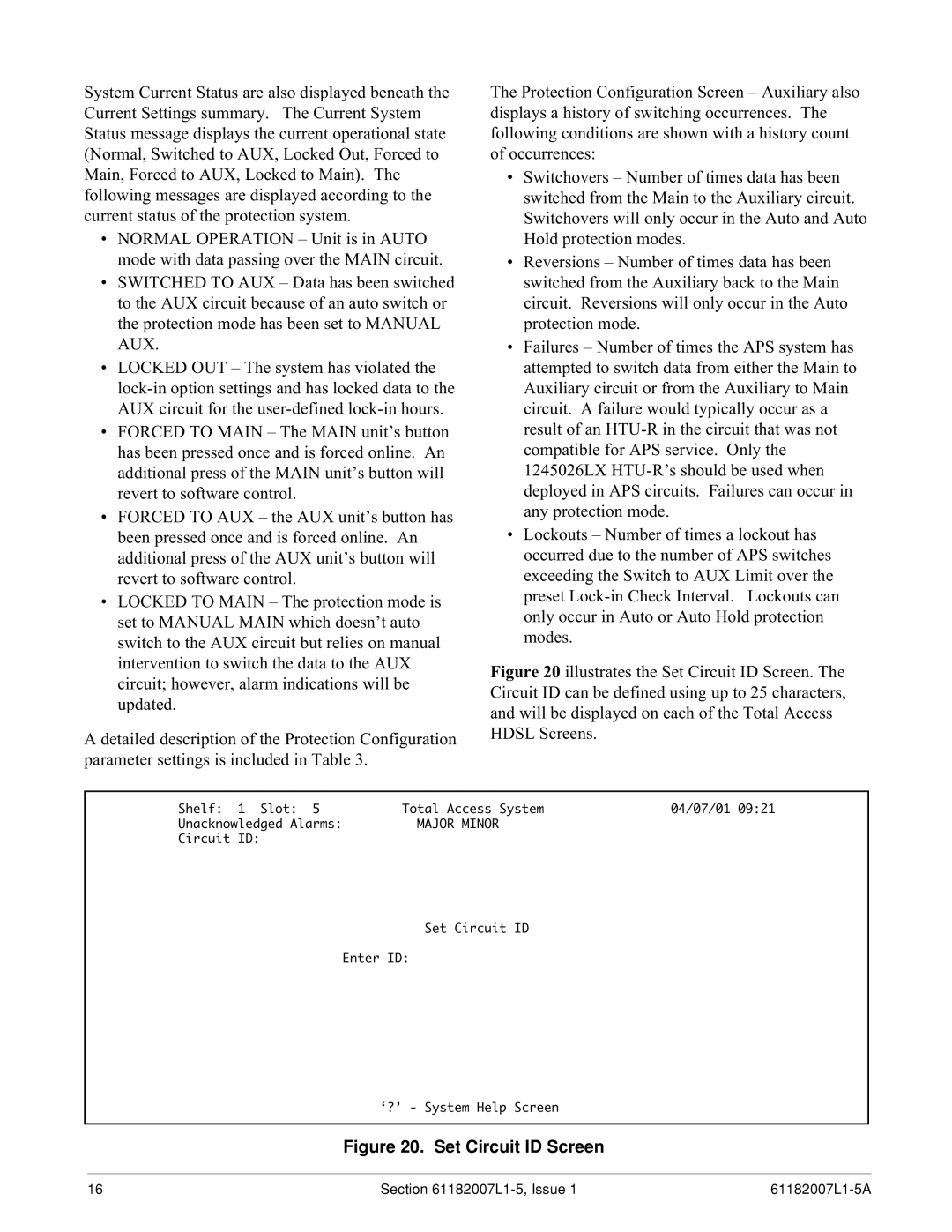 ADTRAN 3060 specifications Set Circuit ID Screen 