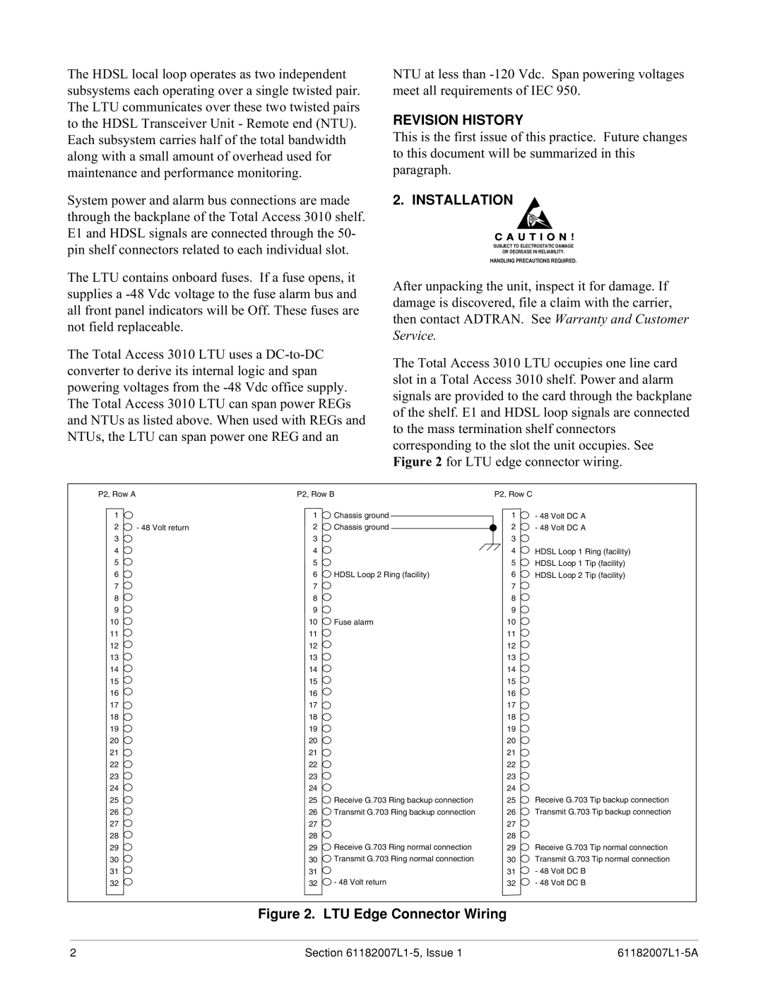 ADTRAN 3060 specifications Revision History, Installation 