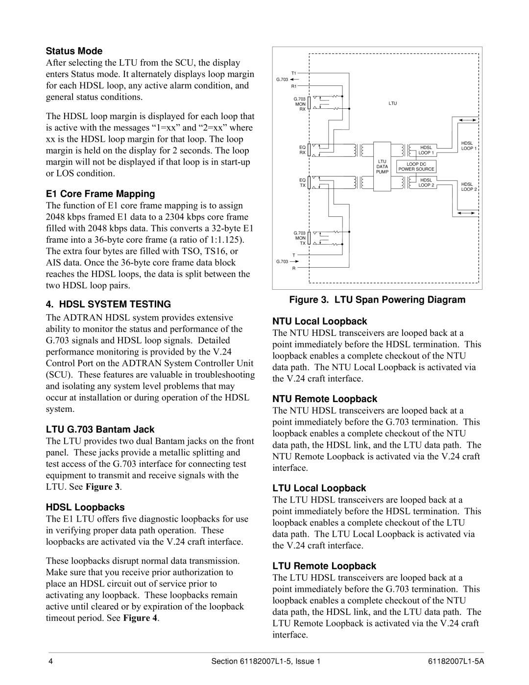 ADTRAN 3060 specifications Hdsl System Testing 