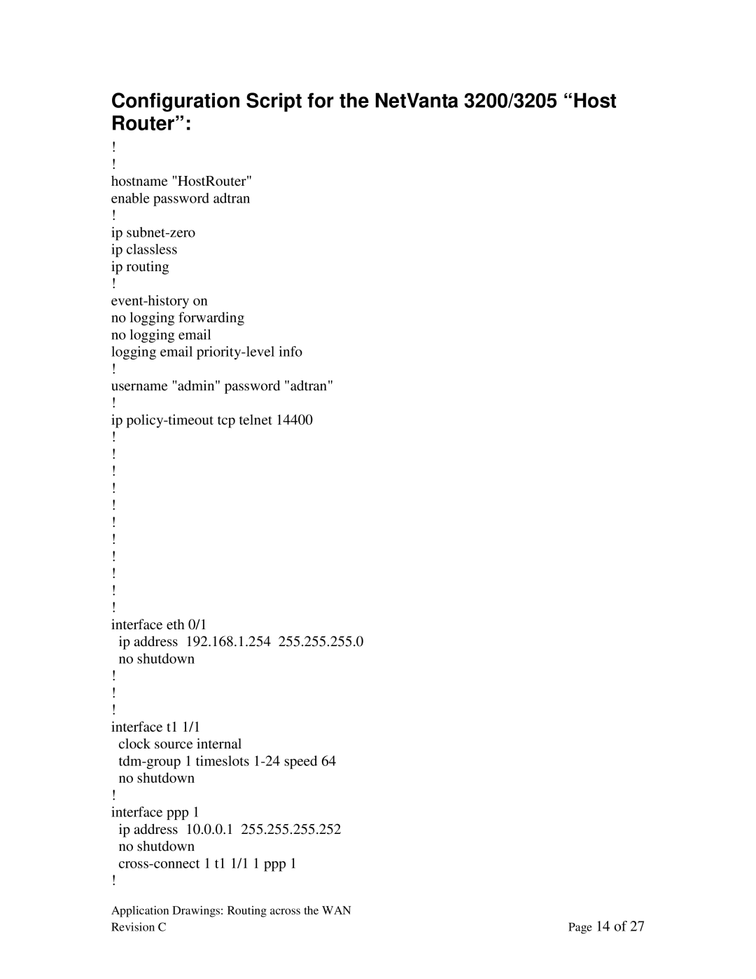 ADTRAN manual Configuration Script for the NetVanta 3200/3205 Ho st Router 