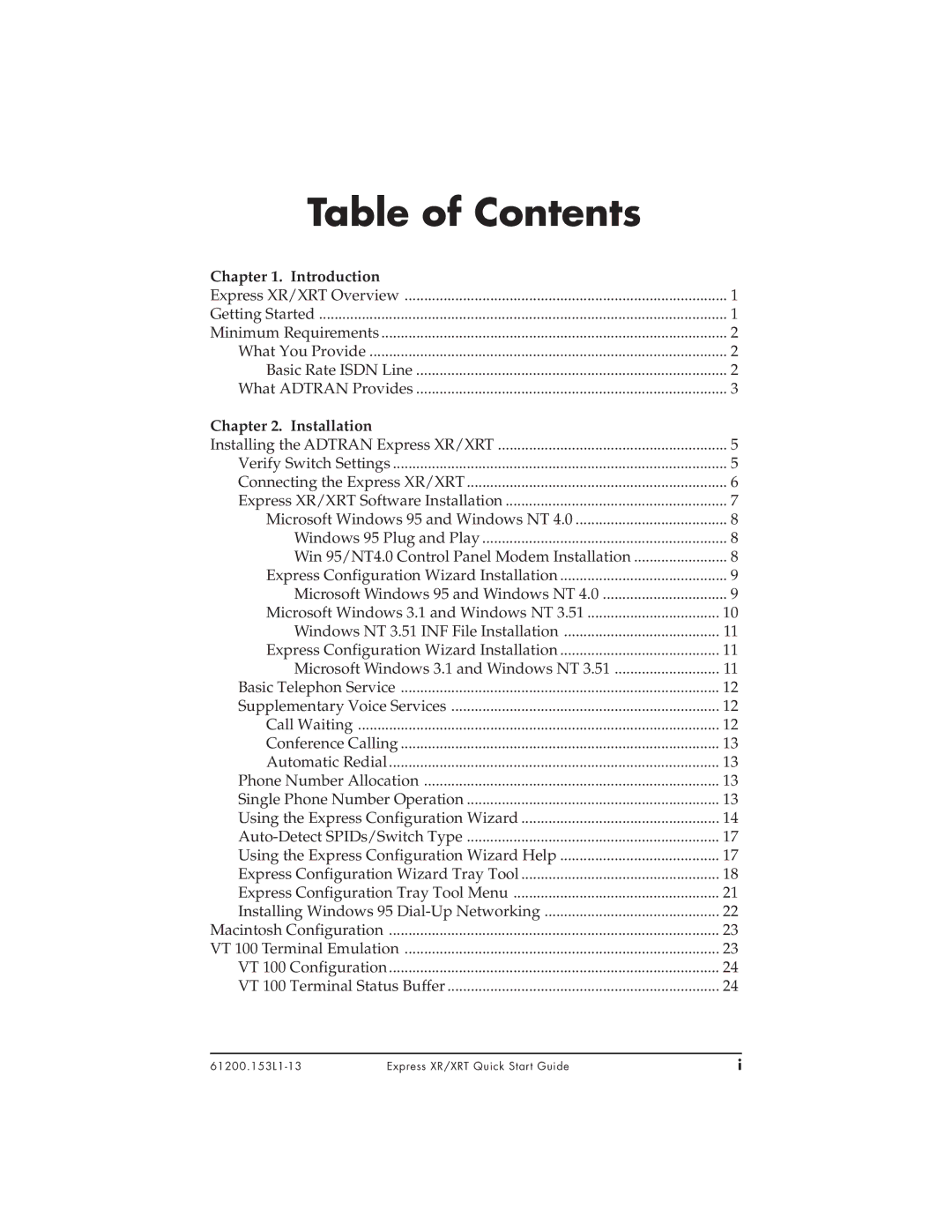 ADTRAN 336048VUR-2, 3360.9VU01, 1200153L2, 1200153L1, XRT quick start Table of Contents 