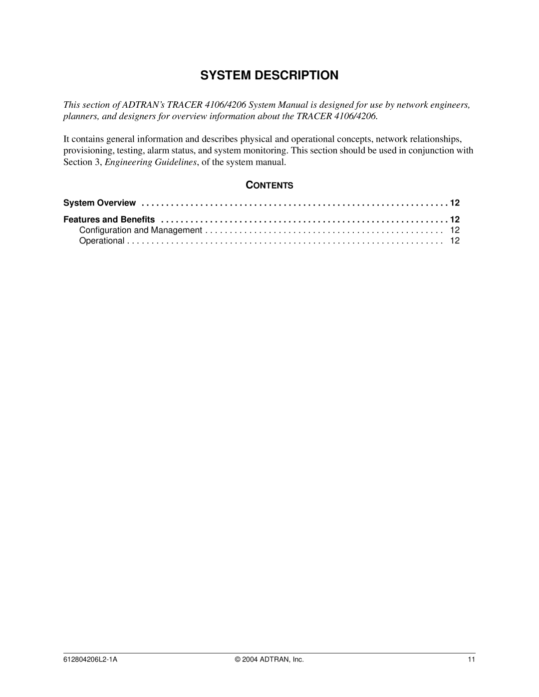 ADTRAN 4206 Plan A, 4106 Plan A system manual System Description 