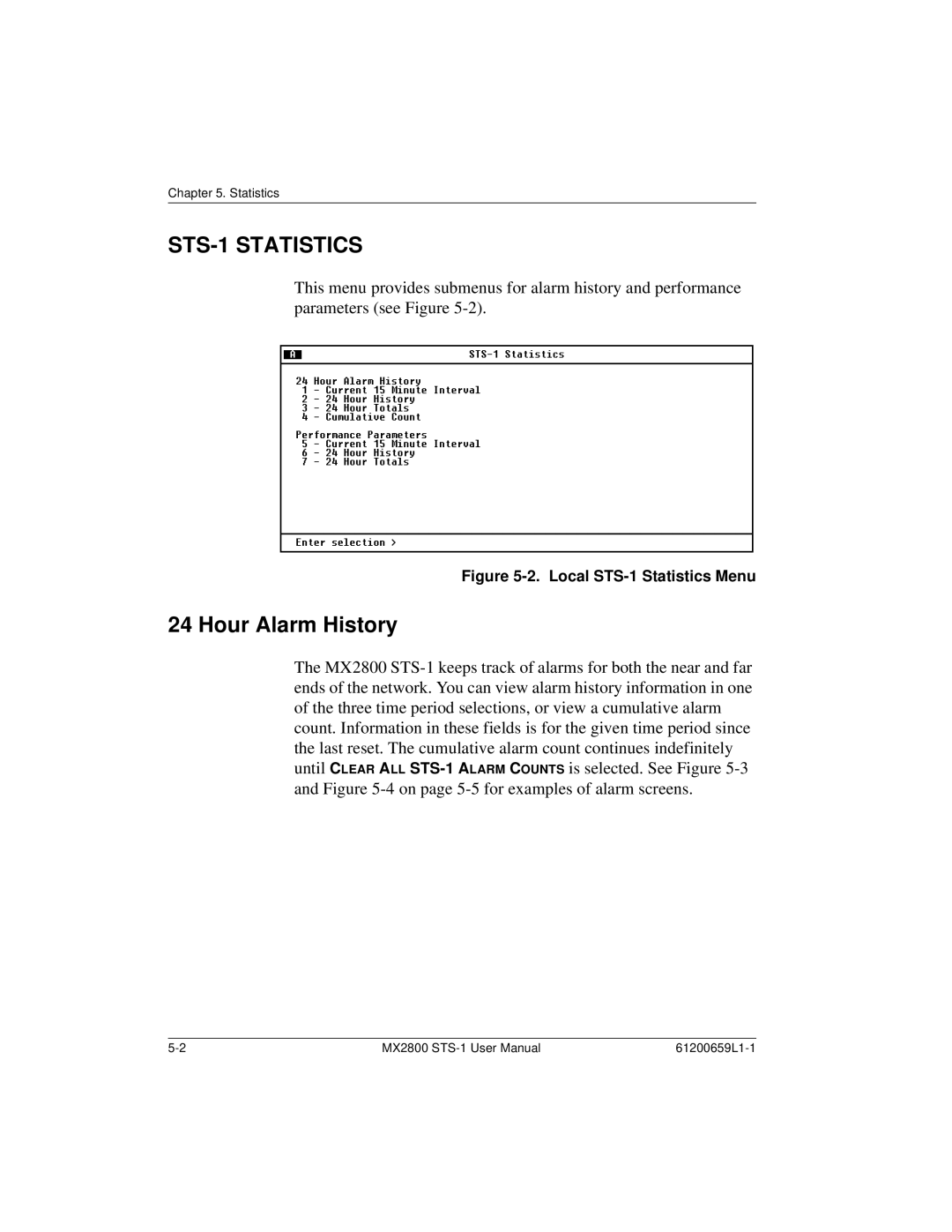 ADTRAN 4200659L4, 4200659L1, 4175043L2, 4200659L5, 4200659L8, 4200659L2, 4200659L7 STS-1 Statistics, Hour Alarm History 