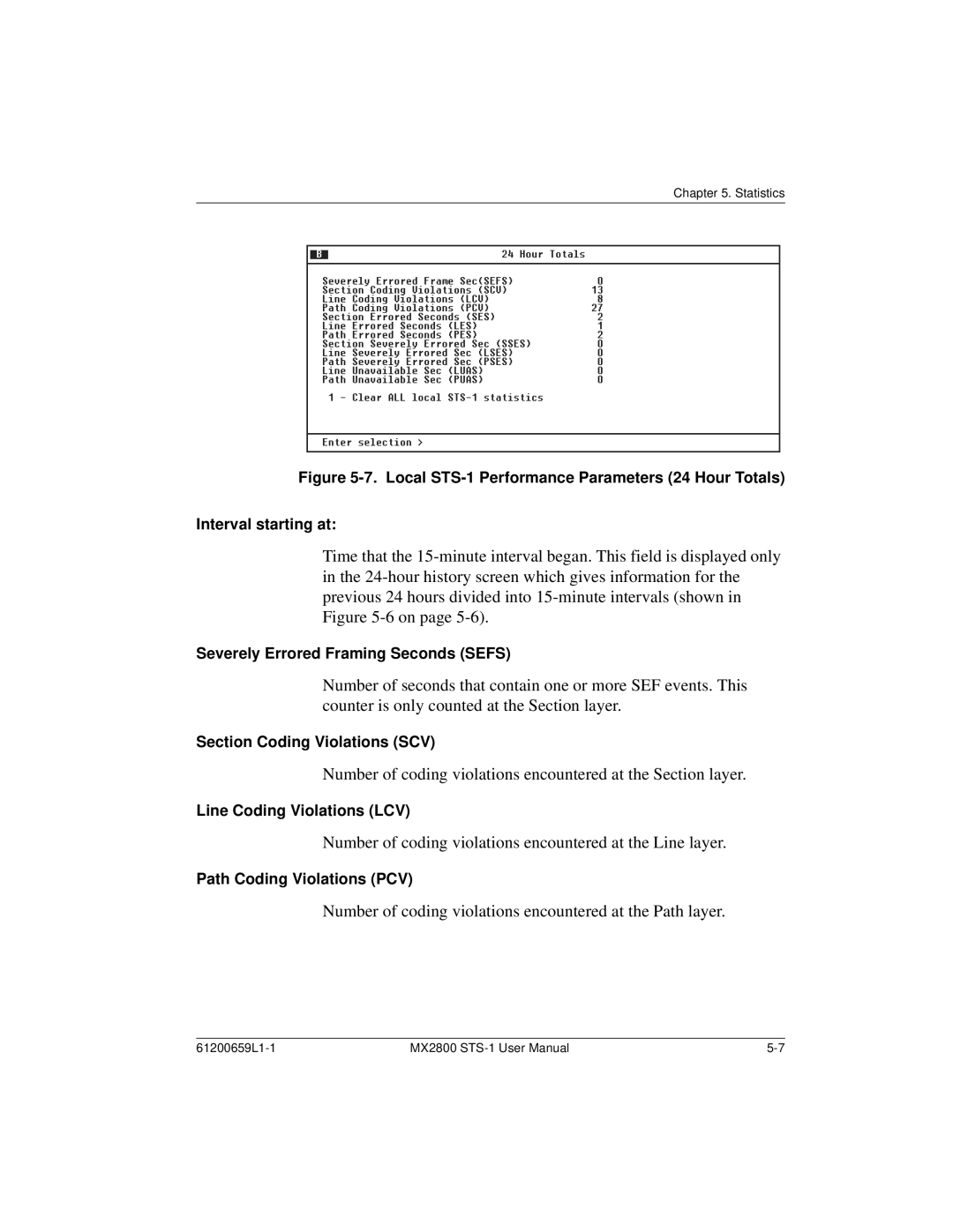 ADTRAN 4175043L2 Severely Errored Framing Seconds Sefs, Section Coding Violations SCV, Line Coding Violations LCV 