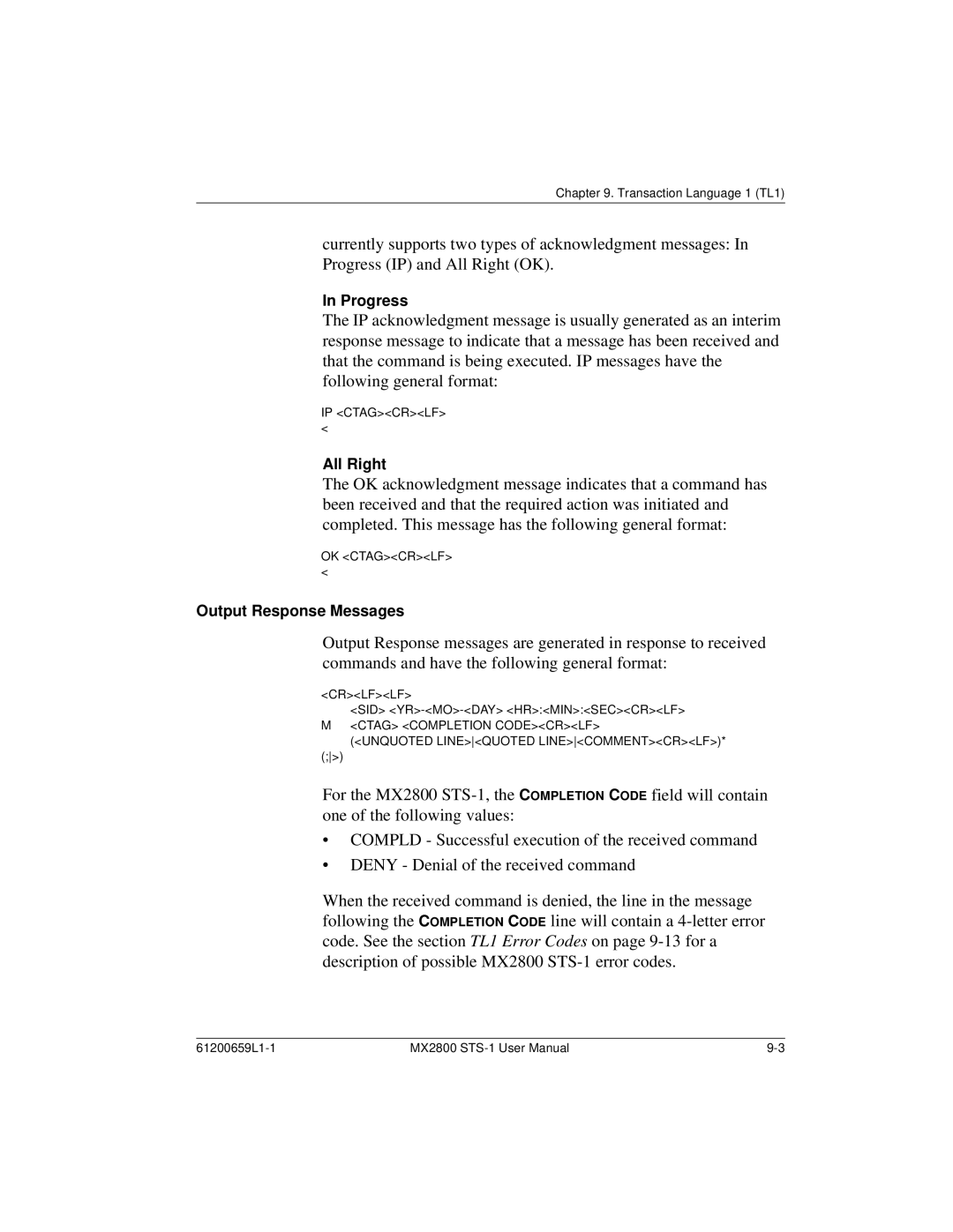 ADTRAN 4200659L7, 4200659L1, 4175043L2, 4200659L5, 4200659L8, 4200659L2 Progress, All Right, Output Response Messages 