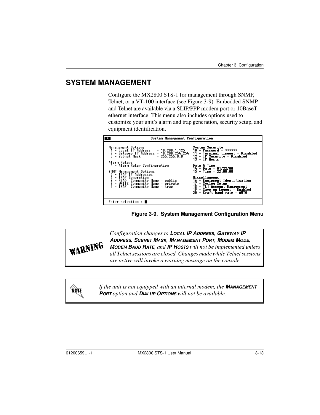 ADTRAN 1200287L1, 4200659L1, 4175043L2, 4200659L5, 4200659L8, 4200659L2, 4200659L7 System Management Configuration Menu 