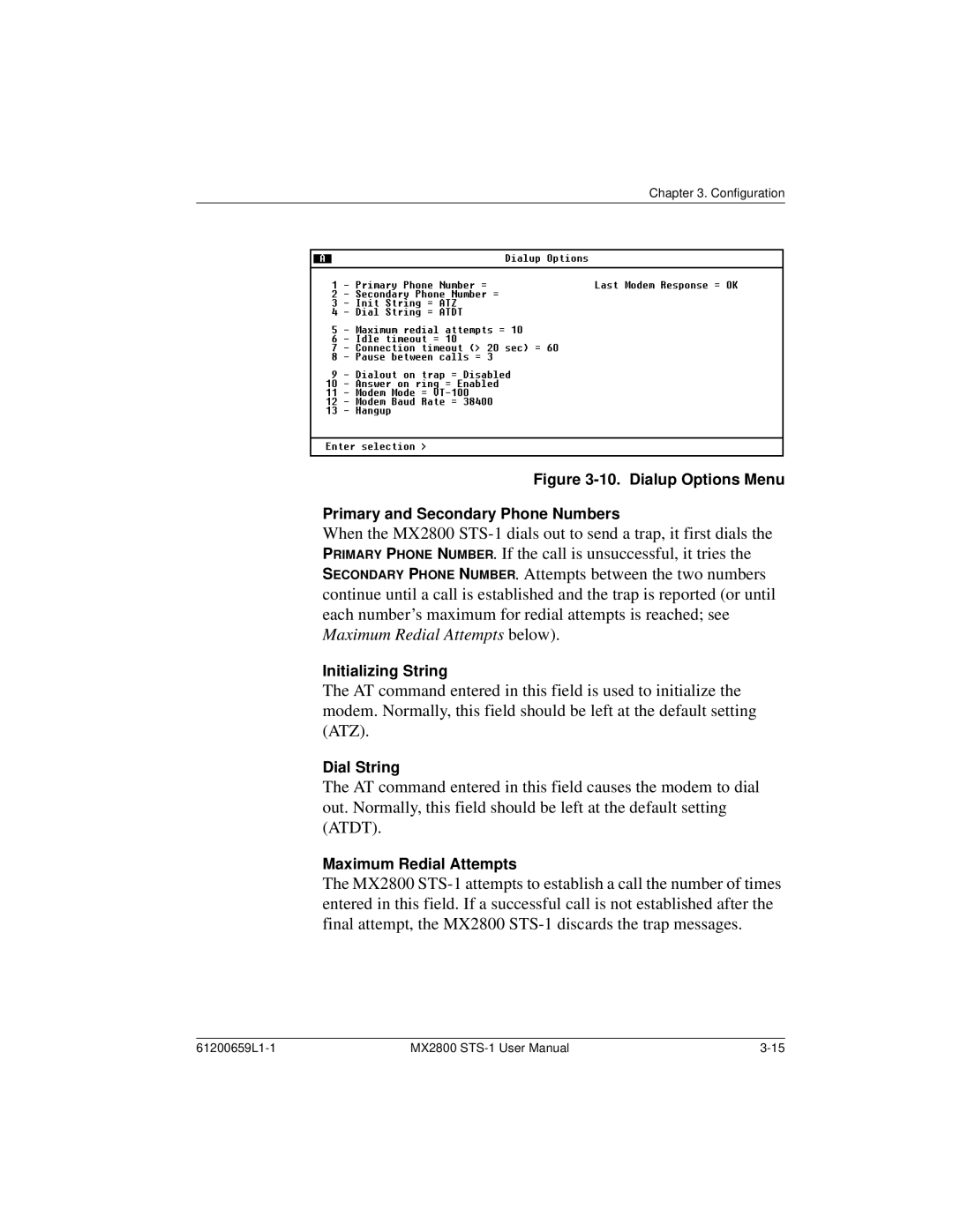 ADTRAN 4175043L2, 4200659L1, 4200659L5, 4200659L8, 4200659L2 Initializing String, Dial String, Maximum Redial Attempts 