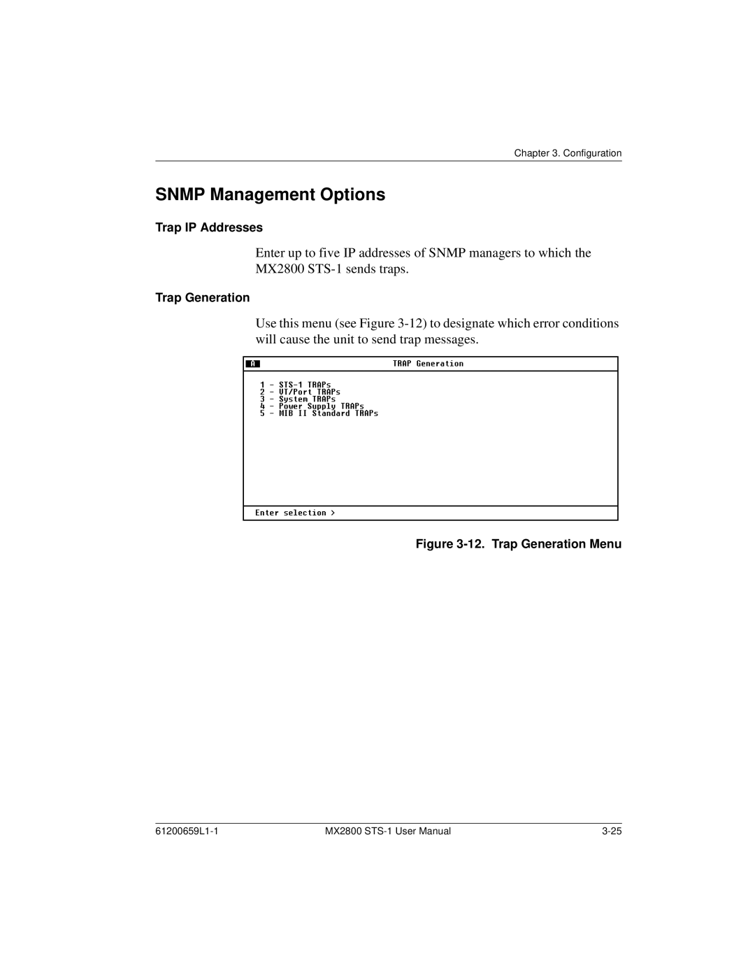 ADTRAN 1200287L1, 4200659L1, 4175043L2, 4200659L5, 4200659L8 Snmp Management Options, Trap IP Addresses, Trap Generation 