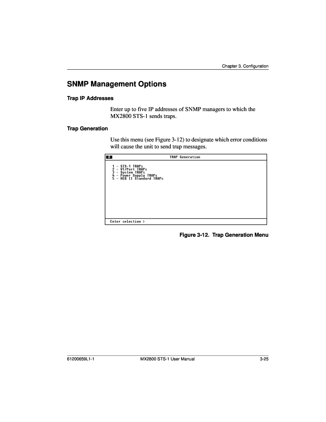 ADTRAN 1200287L1 SNMP Management Options, Enter up to five IP addresses of SNMP managers to which the, Trap IP Addresses 