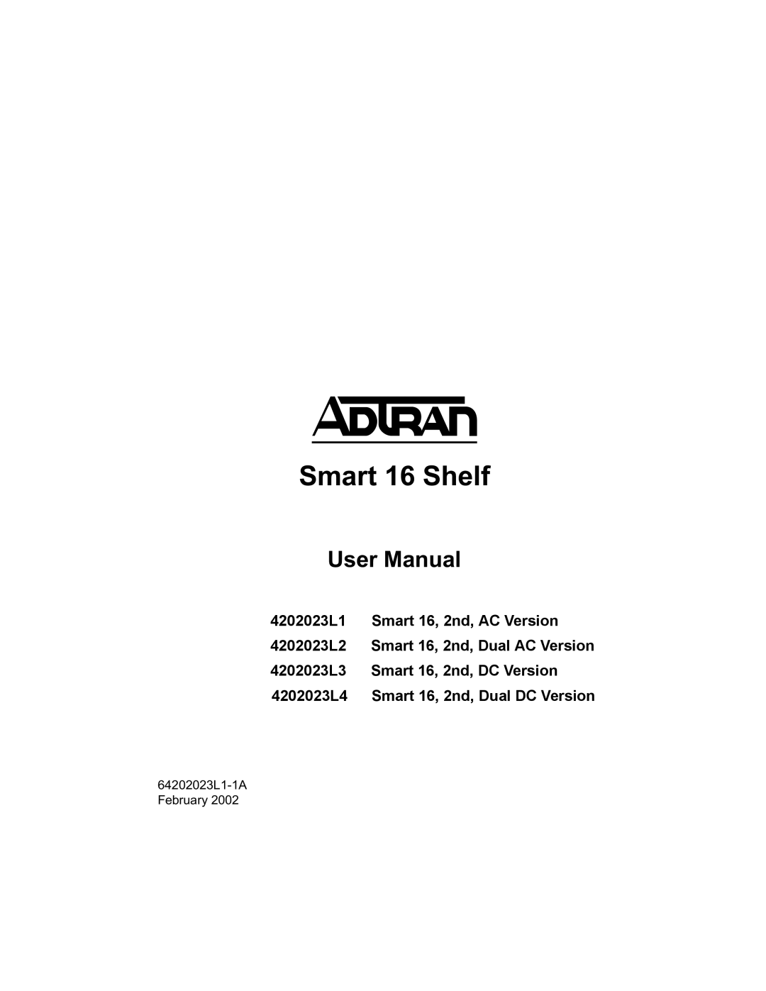 ADTRAN 4202023L4, 4202023L1, 4202023L2, 4202023L3 manual 